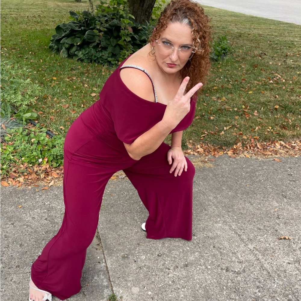 Burgundy semi formal romper